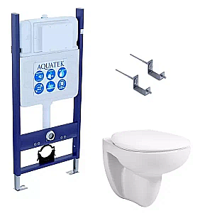 Унитаз с инсталляцией Aquatek Каир SET AQUATEK КАИР KKI/14 белый, с крышкой микролифт, безободковый купить в интернет-магазине Sanbest