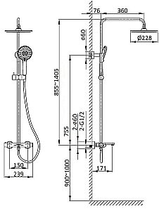Душевая система Vincea Rondo VSFS-1R1GM вороненая сталь купить в интернет-магазине сантехники Sanbest