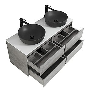 Тумба с раковинами и столешницей BelBagno KRAFT 140 Cemento Grigio для ванной в интернет-магазине Sanbest