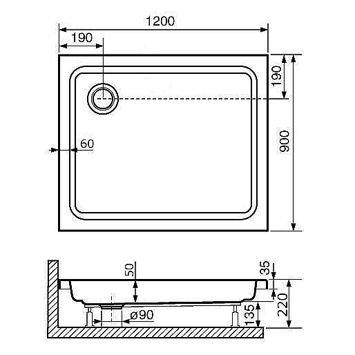 Душевой поддон RGW Acryl STYLE PR 16180292-11 90х120 белый купить в интернет-магазине Sanbest
