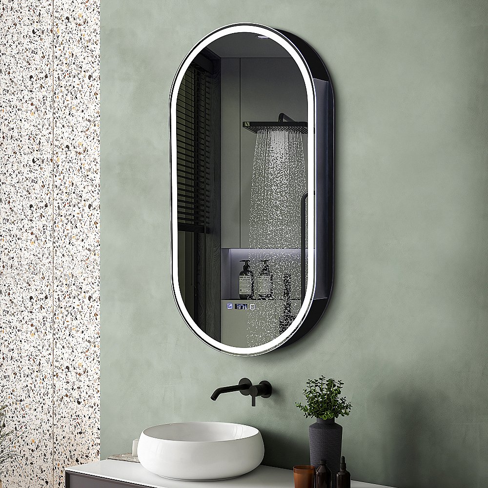 Зеркальный шкаф ABBER Kontur AG6339SWHB 50x100 черный купить в интернет-магазине сантехники Sanbest