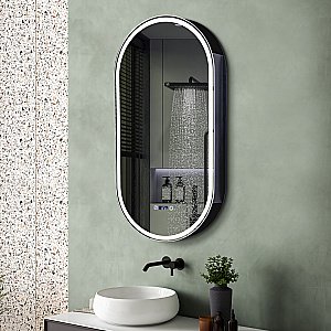 Зеркальный шкаф ABBER Kontur AG6339SWHB 50x100 черный купить в интернет-магазине сантехники Sanbest