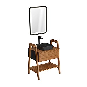 Тумба с раковиной Creavit Truva 80 TR0080.01ANM+UL040-00AM00E-00 светлое дерево для ванной в интернет-магазине Sanbest