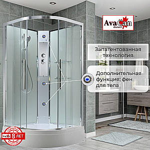 Душевая кабина AvaCan EM3080NT без крыши, арома-лейка, прозрачная/профиль хром купить в интернет-магазине Sanbest