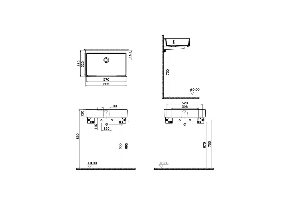 Раковина полуврезная Vitra ArchiPlan 7404B003-0012 купить в интернет-магазине Sanbest