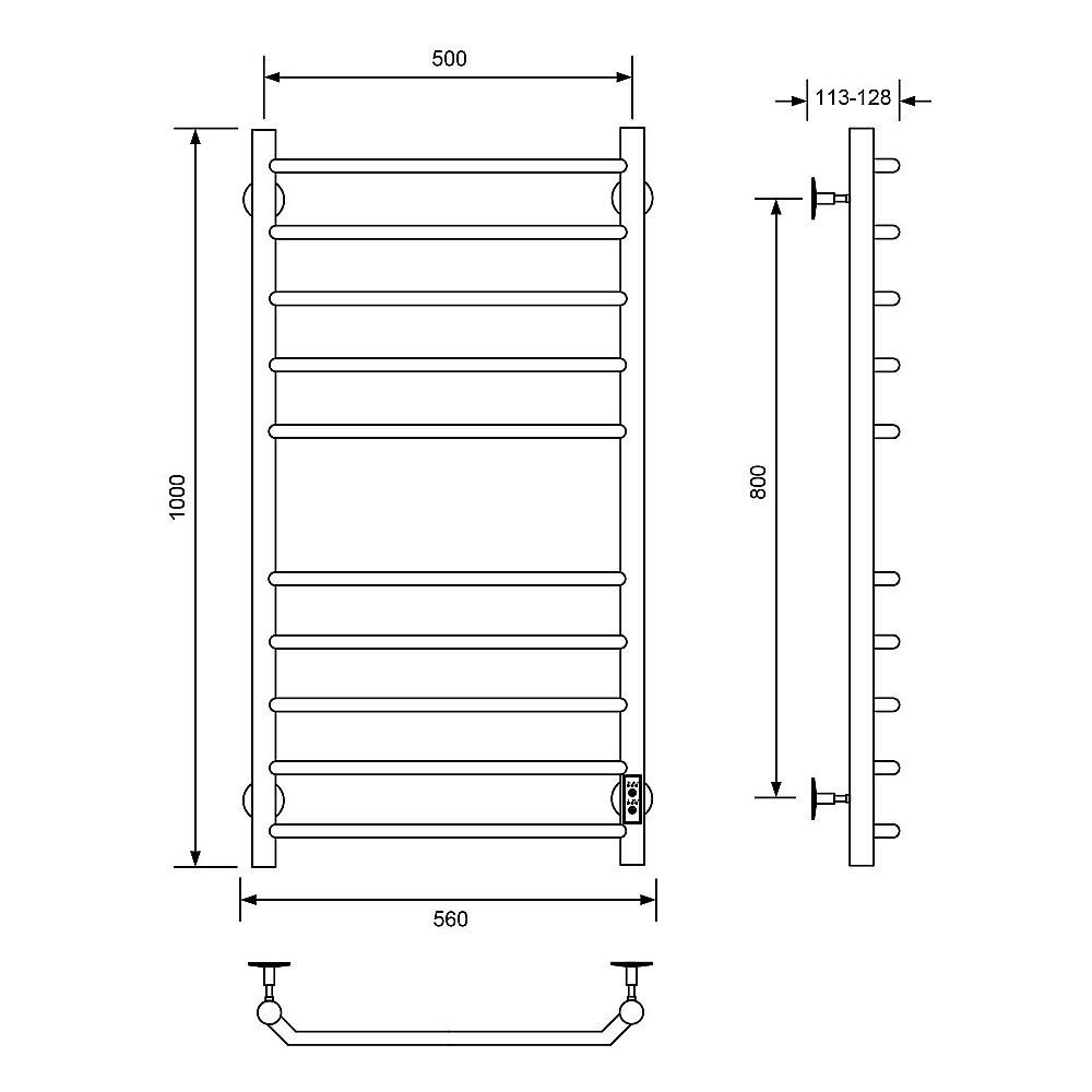 Полотенцесушитель электрический Veconi Cantu-A C10050B-A черный купить в интернет-магазине сантехники Sanbest
