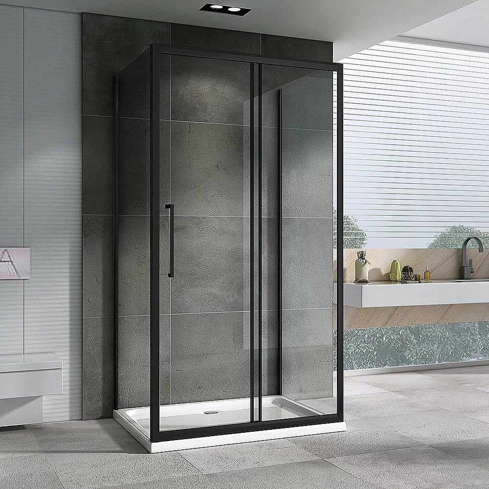 Душевой уголок ABBER Schwarzer Diamant AG30160BH-S100B-S100B 160х100 стекло прозрачное/профиль черный купить в интернет-магазине Sanbest