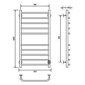 Полотенцесушитель электрический Veconi Cantu-A C10050B-A черный купить в интернет-магазине сантехники Sanbest