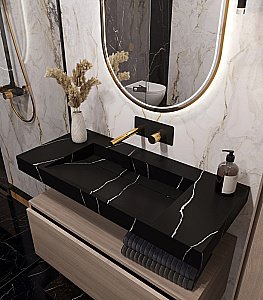 Раковина-моноблок Armadi Art Flat Nero Marquina 859-100-NM черный мрамор купить в интернет-магазине Sanbest