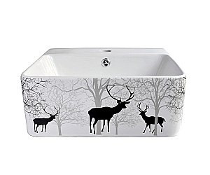 Раковина Bronze De Luxe Black Deer 42 1060BD белая, с декором купить в интернет-магазине Sanbest