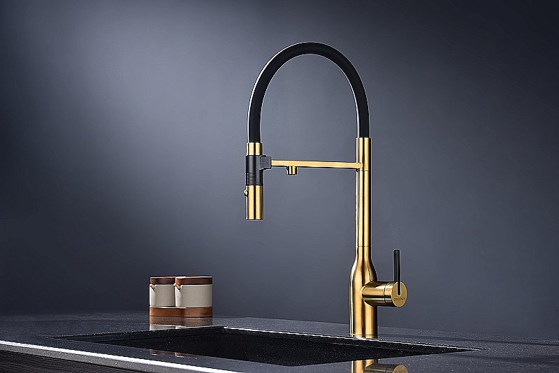 Смеситель для кухни Paulmark Magneto One Ma213188-BG брашированное золото купить в интернет-магазине сантехники Sanbest