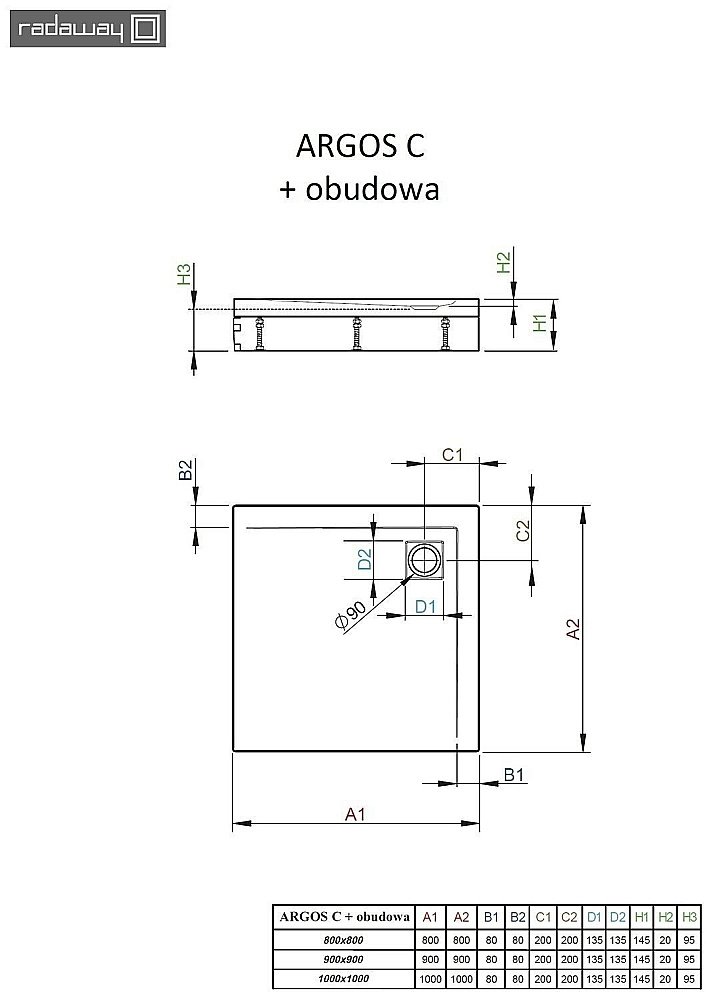 Душевой поддон Radaway Argos C 4ACN1010-02 100x100 белый купить в интернет-магазине Sanbest