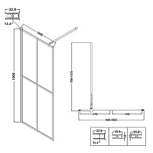 Душевое ограждение Niagara Nova NG-686-10BLACK 100 прозрачное с рисунком/профиль черный матовый купить в интернет-магазине Sanbest