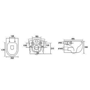 Унитаз подвесной с биде Abber Bequem AC1104TNS белый, безободковый, с крышкой микролифт, слив торнадо купить в интернет-магазине Sanbest