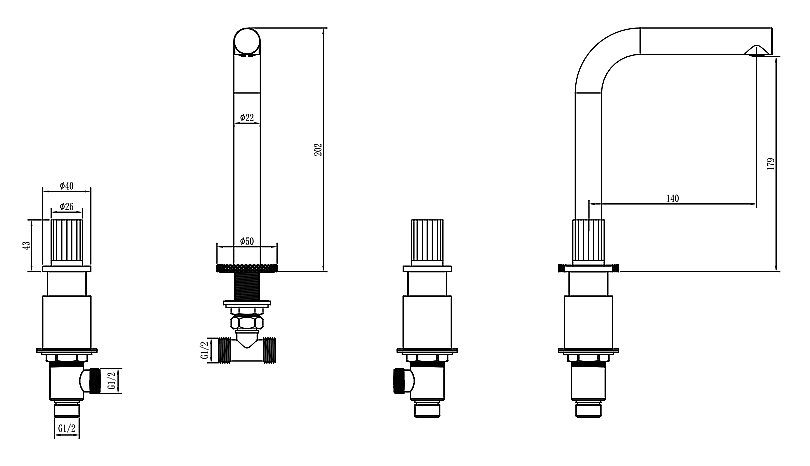 Смеситель для раковины Boheme ELEGANTE 152-B-EL черный купить в интернет-магазине сантехники Sanbest