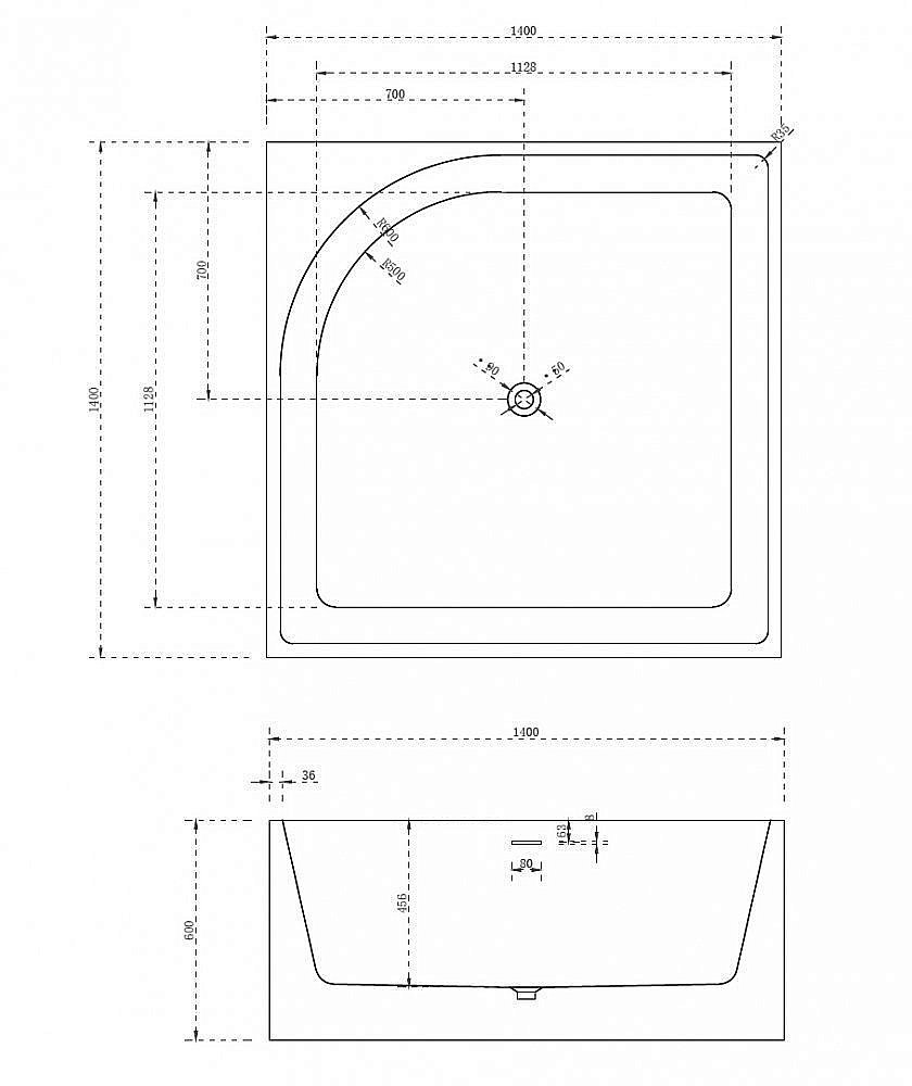 Акриловая ванна Abber AB9337 140х140 купить в интернет-магазине Sanbest