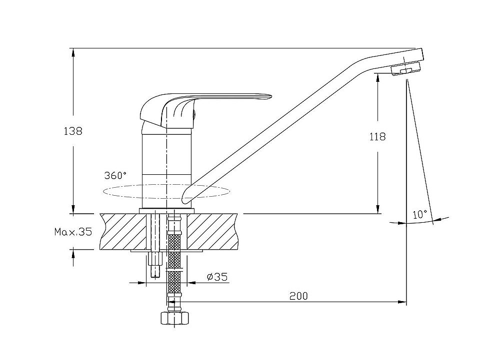 Смеситель для кухни Rush Fiji FI1835-25 купить в интернет-магазине сантехники Sanbest