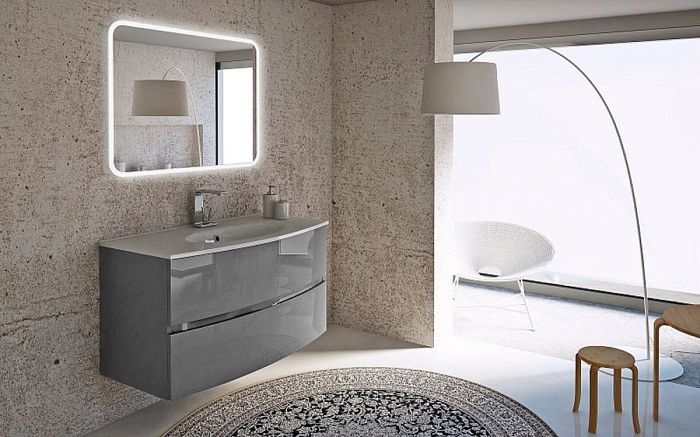 Тумба с раковиной Cezares DALILA 100 Grigio lucido для ванной в интернет-магазине Sanbest