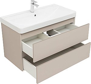 Тумба с раковиной Aquanet Вега 2.0 337944/323883 90 бежевый для ванной в интернет-магазине Sanbest