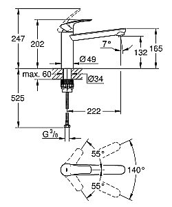 Смеситель для кухни Grohe Eurosmart 30463000 хром купить в интернет-магазине сантехники Sanbest