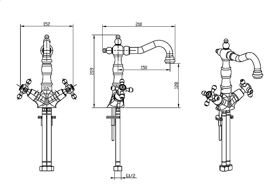 Смеситель для раковины Boheme Satine 272-ST купить в интернет-магазине сантехники Sanbest