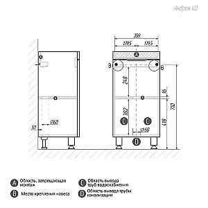 Тумба с раковиной напольная Grossman Виста 40 правая, белый глянец для ванной в интернет-магазине Sanbest