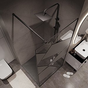 Душевое ограждение Niagara Nova NG-680-12BLACK 120 прозрачное с рисунком /профиль черный матовый купить в интернет-магазине Sanbest