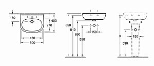 Раковина Villeroy&Boch O'Novo 53605001 50 купить в интернет-магазине Sanbest