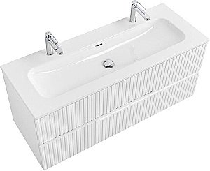 Тумба с раковиной Cezares DUET-N 120 DUET-N-1200-2C-SO-BL белая глянцевая для ванной в интернет-магазине Sanbest