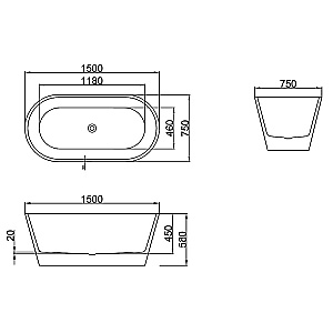 Ванна Azario RICH 150х75 AZ-6605-15075 белая купить в интернет-магазине Sanbest