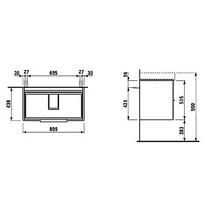 Тумба с раковиной Laufen Base 85 Белый глянцевый для ванной в интернет-магазине Sanbest