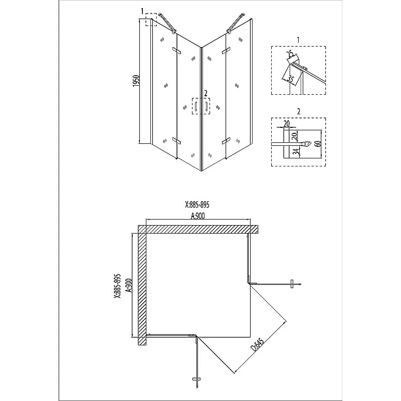 Душевой уголок Niagara "Nova" NG-6613-08, прозрачное закаленное стекло 6мм, 90х90 см купить в интернет-магазине Sanbest