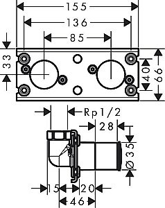 Скрытая часть Hansgrohe Rainfinity Showerpipe 360 26840180 купить в интернет-магазине сантехники Sanbest