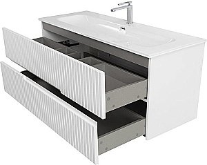 Тумба с раковиной Cezares DUET-N 120 DUET-N-1200-2C-SO-BL белая глянцевая для ванной в интернет-магазине Sanbest