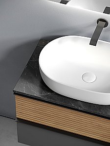 Тумба с раковиной Sancos DELTA 80 со столешницей, дуб красный/графит для ванной в интернет-магазине Sanbest