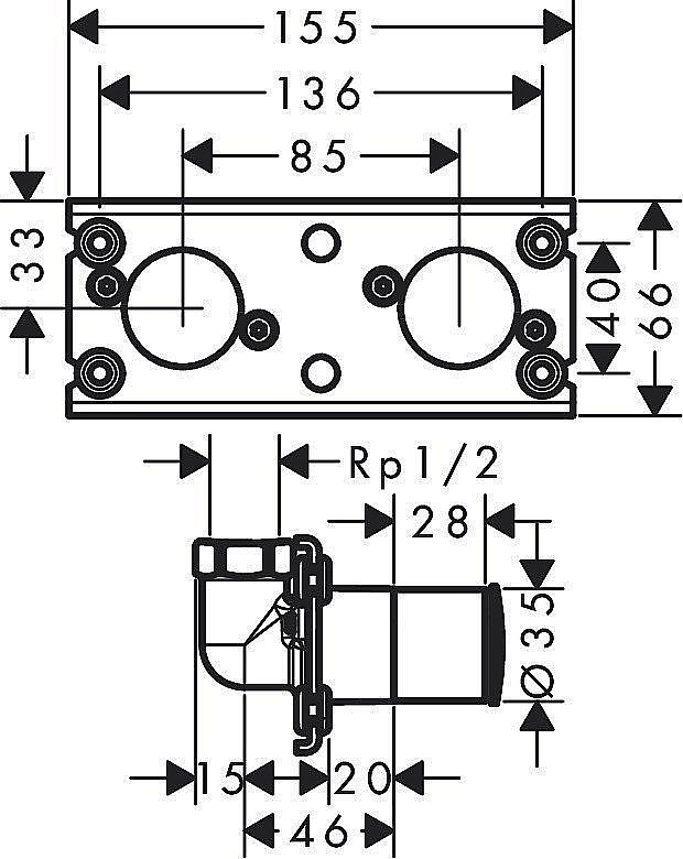 Скрытая часть Hansgrohe Rainfinity Showerpipe 360 26840180 купить в интернет-магазине сантехники Sanbest