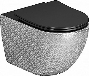 Унитаз подвесной Grossman Color GR-4411SBRS безободковый, с крышкой микролифт, серебро/декор купить в интернет-магазине Sanbest