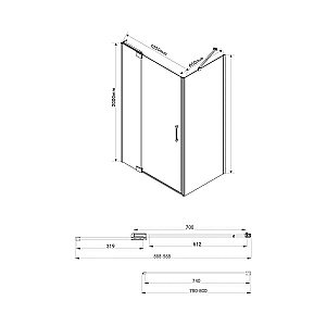 Душевой уголок Vincea Extra VSR-1E901080CLB 100x80 стекло прозрачное/профиль черный купить в интернет-магазине Sanbest