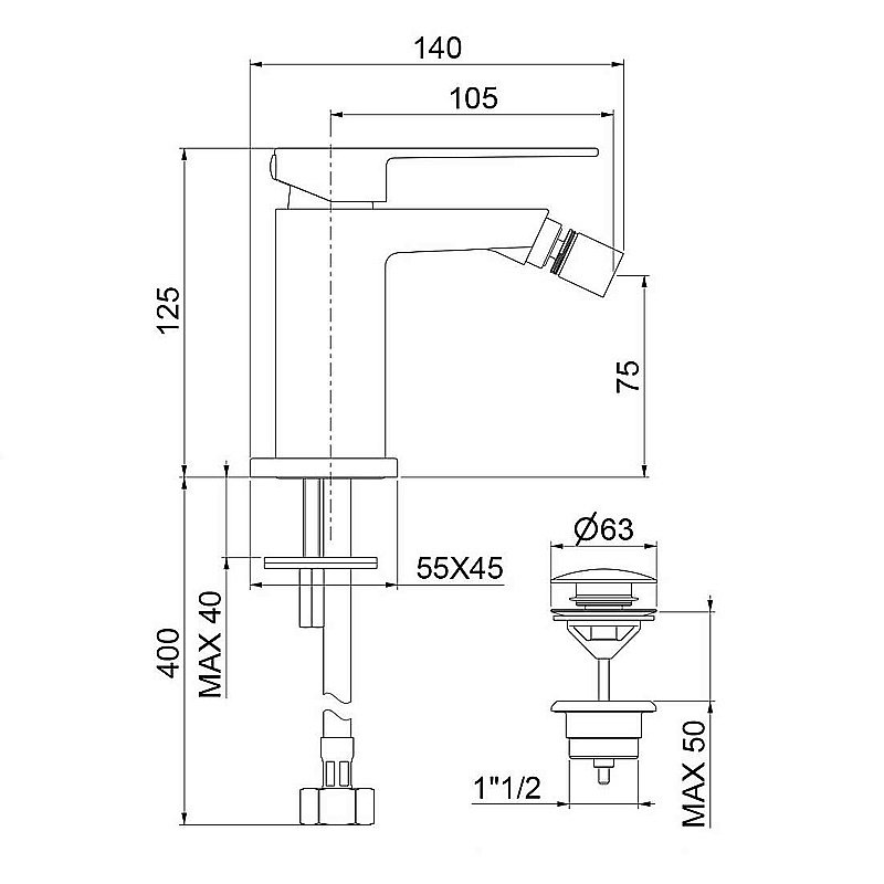 Смеситель для биде Webert Pegaso PE840102740 белый матовый купить в интернет-магазине сантехники Sanbest