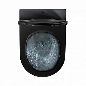 Унитаз подвесной BAS ROUND BLACK безободковый, с крышкой микролифт, черный купить в интернет-магазине Sanbest