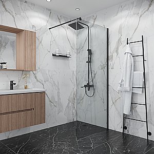 Душевая перегородка Niagara Eco 80 NG-551-80BLACK профиль черный/стекло прозрачное купить в интернет-магазине Sanbest