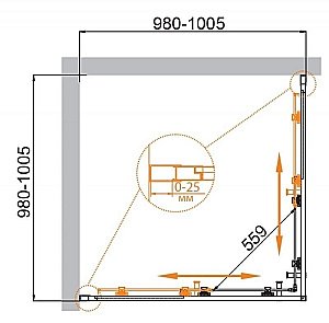 Душевой уголок Cezares Molveno 100х100 MOLVENO-A-2-100-P-Cr стекло рифленое матовое/профиль хром купить в интернет-магазине Sanbest