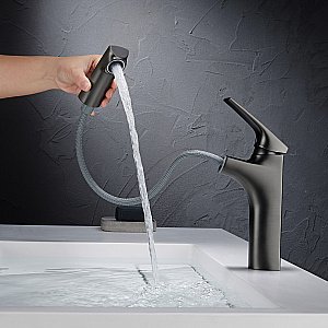 Смеситель для раковины Black&White Universe UK7901MG оружейная сталь купить в интернет-магазине сантехники Sanbest