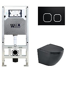 Унитаз с инсталляцией WeltWasser AMBERG 506 ST + HEIMBACH 043 MT-BL + AMBERG RD-BL черный матовый/кнопка черный-хром купить в интернет-магазине Sanbest