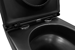 Унитаз подвесной Azario Grado AZ-0046-UQ3-MB черный матовый, безободковый, с крышкой микролифт, слив торнадо купить в интернет-магазине Sanbest