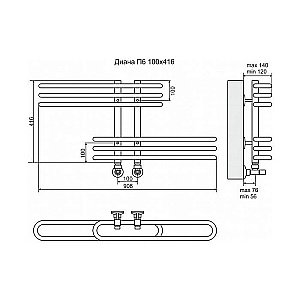 Полотенцесушитель водяной Terminus Диана П6 100x416 купить в интернет-магазине сантехники Sanbest