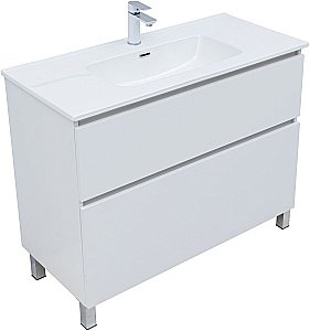 Тумба с раковиной Aquanet Вега 100 344125+330426 белая глянцевая для ванной в интернет-магазине Sanbest