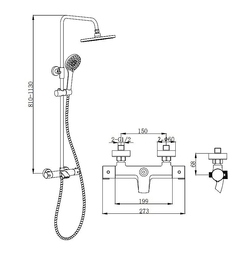 Душевая система Boch Mann OGLIO B TS BM9649 черная купить в интернет-магазине сантехники Sanbest
