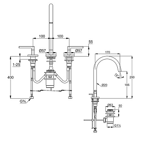 Смеситель для раковины Kludi Nova Fonte Puristic 201433915 черный купить в интернет-магазине сантехники Sanbest