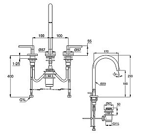 Смеситель для раковины Kludi Nova Fonte Puristic 201433915 черный купить в интернет-магазине сантехники Sanbest